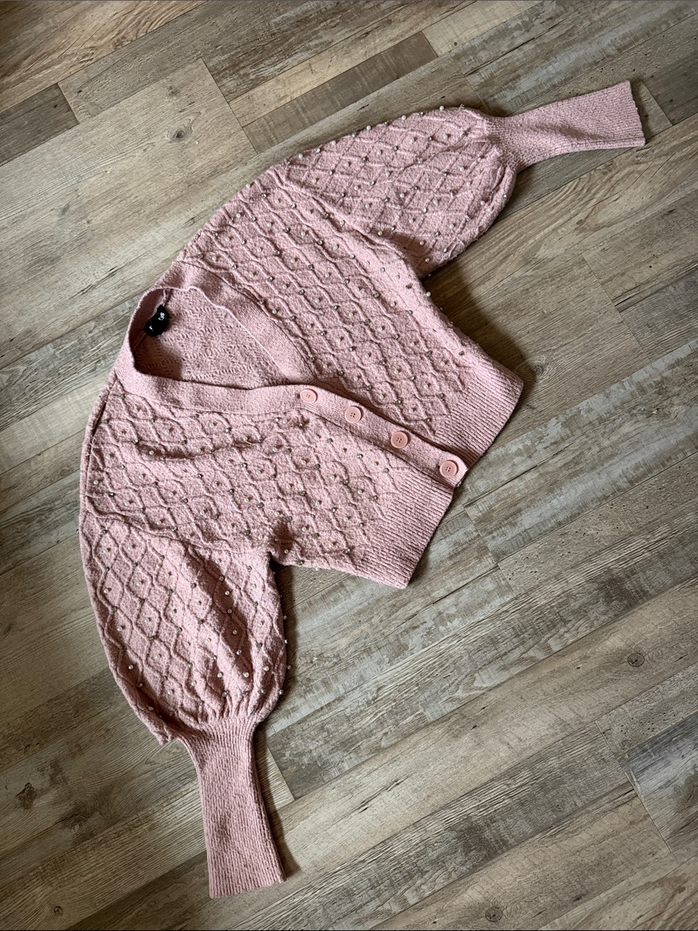 Express Blush Pink Diamond-Textured Button Cardigan size S